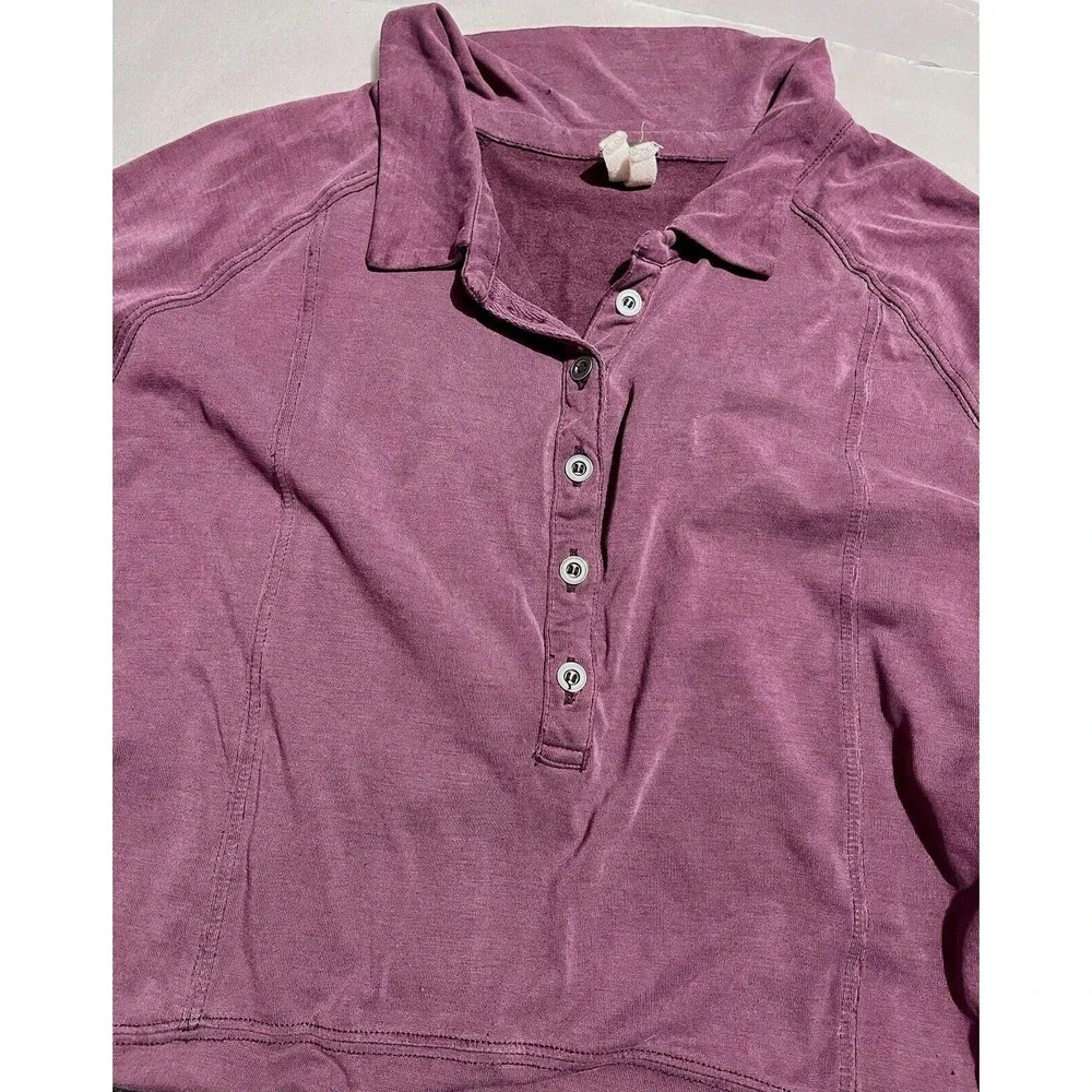 Free People t shirt bohemian lagenlook long sleeve tunic cranberry red women XS